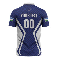 Custom Football Uzbekistan Zipper Polo Shirt Milliy Jamoa Blue Version - Wonder Print Shop