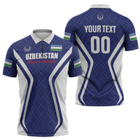Custom Football Uzbekistan Zipper Polo Shirt Milliy Jamoa Blue Version - Wonder Print Shop
