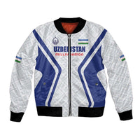 Custom Football Uzbekistan Bomber Jacket Milliy Jamoa White Version - Wonder Print Shop