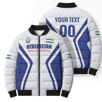 Custom Football Uzbekistan Bomber Puffer Jacket Milliy Jamoa White Version - Wonder Print Shop
