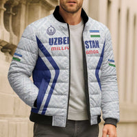 Custom Football Uzbekistan Bomber Puffer Jacket Milliy Jamoa White Version - Wonder Print Shop