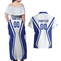 Custom Football Uzbekistan Couples Matching Off Shoulder Maxi Dress and Hawaiian Shirt Milliy Jamoa White Version - Wonder Print Shop
