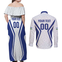 Custom Football Uzbekistan Couples Matching Off Shoulder Maxi Dress and Long Sleeve Button Shirt Milliy Jamoa White Version - Wonder Print Shop