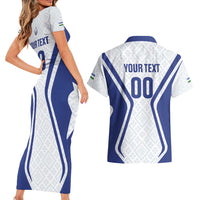 Custom Football Uzbekistan Couples Matching Short Sleeve Bodycon Dress and Hawaiian Shirt Milliy Jamoa White Version - Wonder Print Shop
