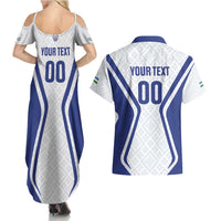 Custom Football Uzbekistan Couples Matching Summer Maxi Dress and Hawaiian Shirt Milliy Jamoa White Version - Wonder Print Shop