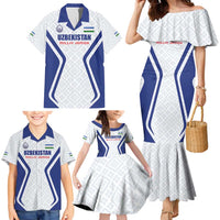 Custom Football Uzbekistan Family Matching Mermaid Dress and Hawaiian Shirt Milliy Jamoa White Version - Wonder Print Shop