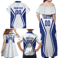 Custom Football Uzbekistan Family Matching Off Shoulder Maxi Dress and Hawaiian Shirt Milliy Jamoa White Version - Wonder Print Shop