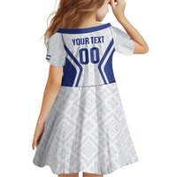 Custom Football Uzbekistan Family Matching Off Shoulder Short Dress and Hawaiian Shirt Milliy Jamoa White Version - Wonder Print Shop