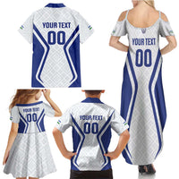 Custom Football Uzbekistan Family Matching Summer Maxi Dress and Hawaiian Shirt Milliy Jamoa White Version - Wonder Print Shop