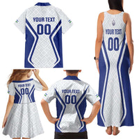 Custom Football Uzbekistan Family Matching Tank Maxi Dress and Hawaiian Shirt Milliy Jamoa White Version - Wonder Print Shop