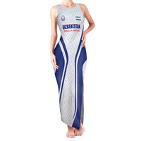 Custom Football Uzbekistan Family Matching Tank Maxi Dress and Hawaiian Shirt Milliy Jamoa White Version - Wonder Print Shop