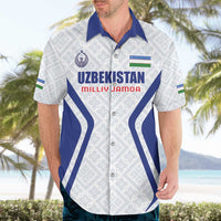 Custom Football Uzbekistan Hawaiian Shirt Milliy Jamoa White Version - Wonder Print Shop