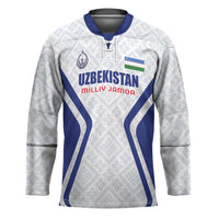 Custom Football Uzbekistan Hockey Jersey Milliy Jamoa White Version - Wonder Print Shop