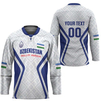 Custom Football Uzbekistan Hockey Jersey Milliy Jamoa White Version - Wonder Print Shop
