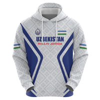 Custom Football Uzbekistan Hoodie Milliy Jamoa White Version - Wonder Print Shop