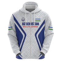 Custom Football Uzbekistan Hoodie Milliy Jamoa White Version - Wonder Print Shop