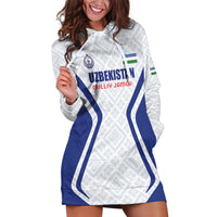 Custom Football Uzbekistan Hoodie Dress Milliy Jamoa White Version - Wonder Print Shop