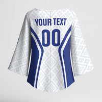 Custom Football Uzbekistan Kimono Sleeve Blouse Milliy Jamoa White Version - Wonder Print Shop