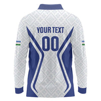 Custom Football Uzbekistan Long Sleeve Polo Shirt Milliy Jamoa White Version - Wonder Print Shop