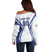 Custom Football Uzbekistan Off Shoulder Sweater Milliy Jamoa White Version - Wonder Print Shop