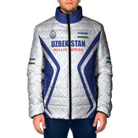 Custom Football Uzbekistan Padded Jacket Milliy Jamoa White Version - Wonder Print Shop