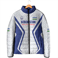 Custom Football Uzbekistan Padded Jacket Milliy Jamoa White Version - Wonder Print Shop