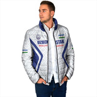 Custom Football Uzbekistan Padded Jacket Milliy Jamoa White Version - Wonder Print Shop
