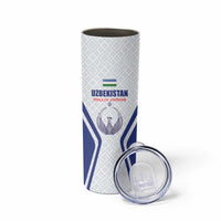 Custom Football Uzbekistan Skinny Tumbler Milliy Jamoa White Version - Wonder Print Shop