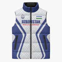 Custom Football Uzbekistan Sleeveless Puffer Jacket Milliy Jamoa White Version - Wonder Print Shop