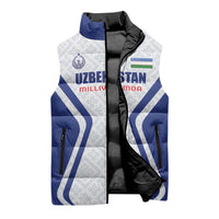 Custom Football Uzbekistan Sleeveless Puffer Jacket Milliy Jamoa White Version - Wonder Print Shop