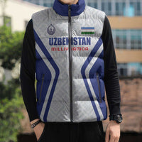 Custom Football Uzbekistan Sleeveless Puffer Jacket Milliy Jamoa White Version - Wonder Print Shop