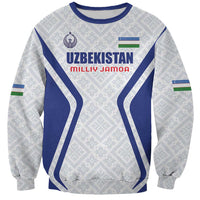 Custom Football Uzbekistan Sweatshirt Milliy Jamoa White Version - Wonder Print Shop