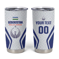 Custom Football Uzbekistan Tumbler Cup Milliy Jamoa White Version - Wonder Print Shop