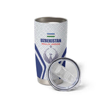 Custom Football Uzbekistan Tumbler Cup Milliy Jamoa White Version - Wonder Print Shop