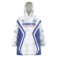 Custom Football Uzbekistan Wearable Blanket Hoodie Milliy Jamoa White Version - Wonder Print Shop