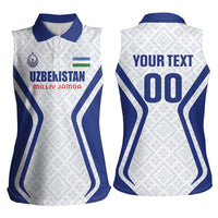 Custom Football Uzbekistan Women Sleeveless Polo Shirt Milliy Jamoa White Version - Wonder Print Shop