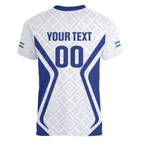 Custom Football Uzbekistan Women V-Neck T-Shirt Milliy Jamoa White Version - Wonder Print Shop