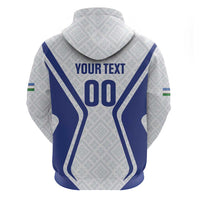 Custom Football Uzbekistan Zip Hoodie Milliy Jamoa White Version - Wonder Print Shop