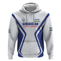 Custom Football Uzbekistan Zip Hoodie Milliy Jamoa White Version - Wonder Print Shop