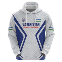 Custom Football Uzbekistan Zip Hoodie Milliy Jamoa White Version - Wonder Print Shop