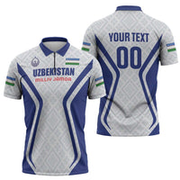 Custom Football Uzbekistan Zipper Polo Shirt Milliy Jamoa White Version - Wonder Print Shop