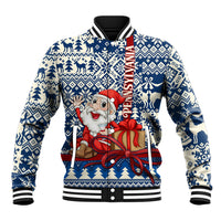 Pennsylvania Christmas Baseball Jacket Santa Claus With Gift Box Xmas Pattern - Wonder Print Shop