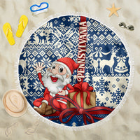 Pennsylvania Christmas Beach Blanket Santa Claus With Gift Box Xmas Pattern - Wonder Print Shop