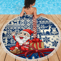 Pennsylvania Christmas Beach Blanket Santa Claus With Gift Box Xmas Pattern - Wonder Print Shop