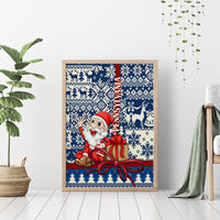 Pennsylvania Christmas Canvas Wall Art Santa Claus With Gift Box Xmas Pattern - Wonder Print Shop