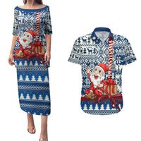 Pennsylvania Christmas Couples Matching Puletasi Dress and Hawaiian Shirt Santa Claus With Gift Box Xmas Pattern - Wonder Print Shop