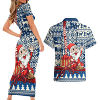 Pennsylvania Christmas Couples Matching Short Sleeve Bodycon Dress and Hawaiian Shirt Santa Claus With Gift Box Xmas Pattern - Wonder Print Shop