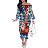 Pennsylvania Christmas Family Matching Off Shoulder Long Sleeve Dress and Hawaiian Shirt Santa Claus With Gift Box Xmas Pattern - Wonder Print Shop