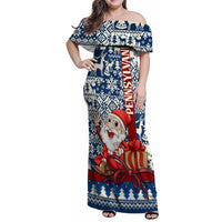 Pennsylvania Christmas Family Matching Off Shoulder Maxi Dress and Hawaiian Shirt Santa Claus With Gift Box Xmas Pattern - Wonder Print Shop