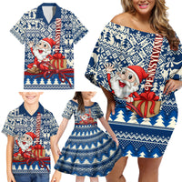 Pennsylvania Christmas Family Matching Off Shoulder Short Dress and Hawaiian Shirt Santa Claus With Gift Box Xmas Pattern - Wonder Print Shop